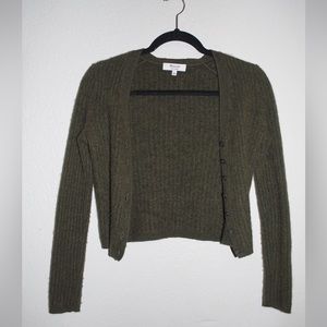 Madewell 100 percent cashmere cropped cardigan small olive green